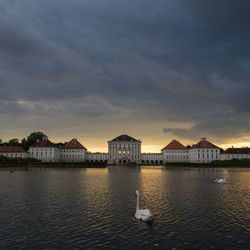 View of lake against sky during sunset