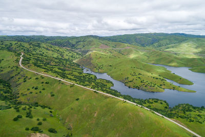 Upper cottonwood creek wildlife area with san luis reservoir in background near los banos california