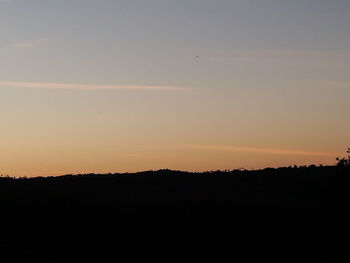 Scenic view of silhouette landscape against clear sky during sunset