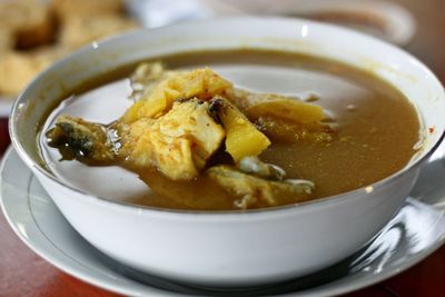 Close-up of soup in bowl