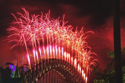 Firework display at night