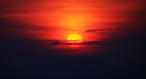 Scenic view of sea against orange sky