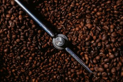 High angle view of roasted coffee beans