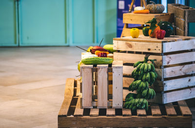 Fruits on table at market stall