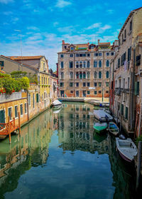 Reflection of buildings in water. in venice canal