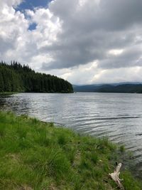 Scenic view of lake against sky