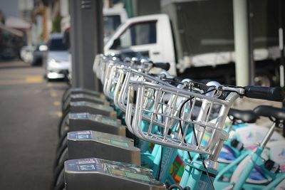 Bicycles parked at rack