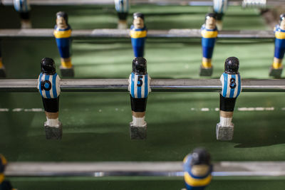 High angle view of foosball
