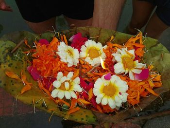 High angle view of bouquet