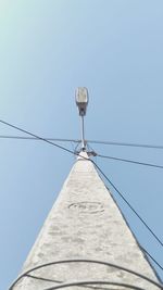 Low angle view of electricity pylon against clear sky