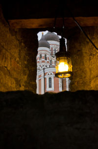 Illuminated built structure at night