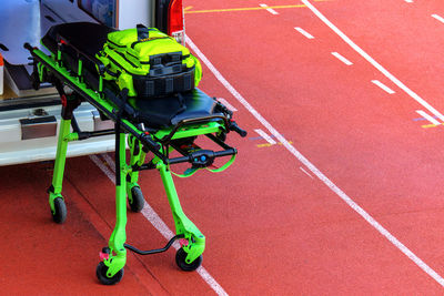High angle view of shopping cart on floor