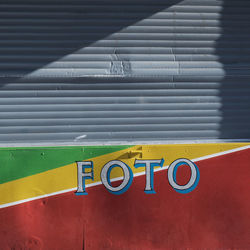 Close-up of text on metal