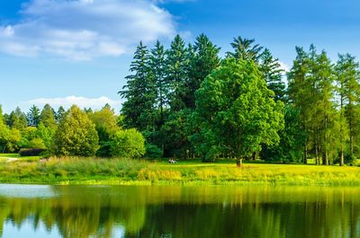 Scenic view of lake against sky