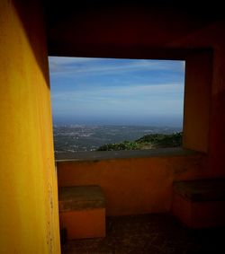 Scenic view of sea seen through window