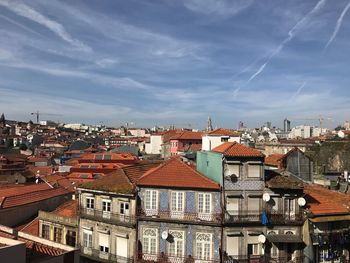 High angle view of townscape against sky