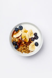 High angle view of food on white background