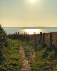 Scenic view of sea against clear sky