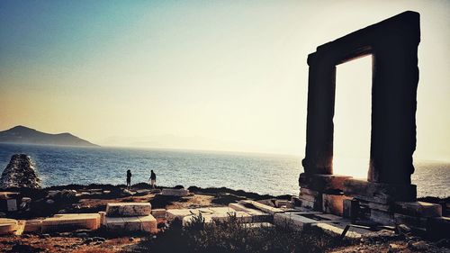 Scenic view of sea against clear sky