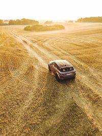 Tire tracks on agricultural field