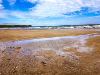 Scenic view of beach against sky