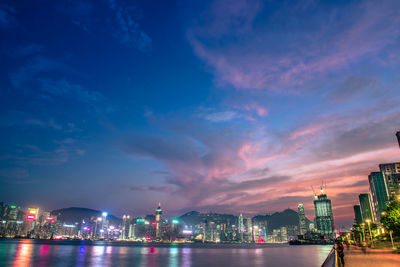 Illuminated cityscape at night
