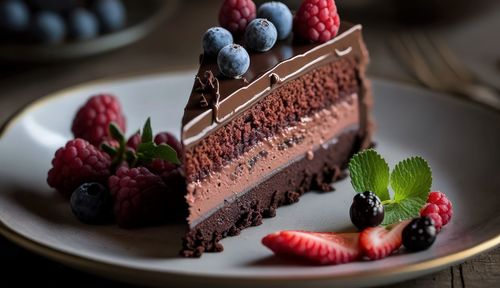 Close-up of dessert in plate