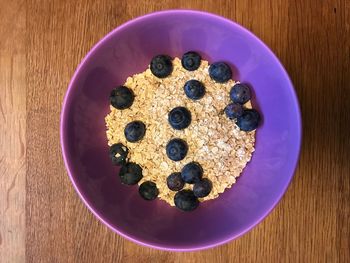 High angle view of breakfast served on table