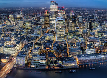 High angle view of buildings in city