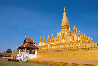 Low angle view of pagoda against sky