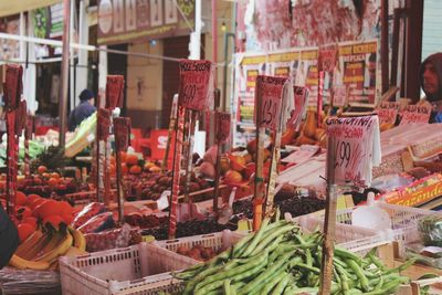 Variety of fruits for sale at market stall