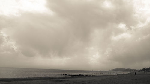 Scenic view of sea against cloudy sky