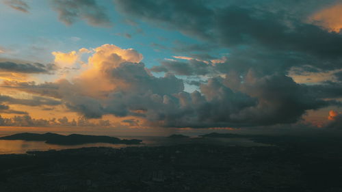 Scenic view of dramatic sky during sunset