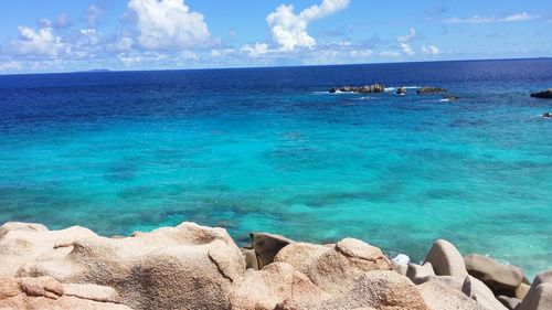 Panoramic view of sea against cloudy sky