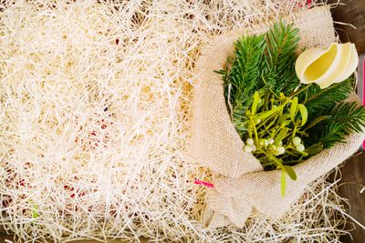 High angle view of food on table