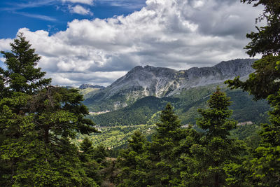 Scenic view of mountains against sky