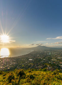 Scenic view of landscape against sky at sunset