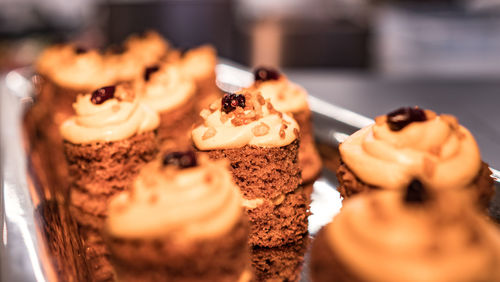 Close-up of cupcakes in plate