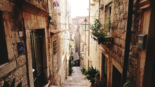 Narrow alley amidst buildings in city