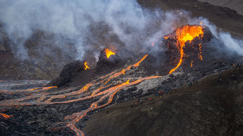 Panoramic view of volcanic mountain