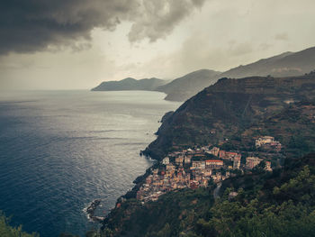 Scenic view of sea against cloudy sky