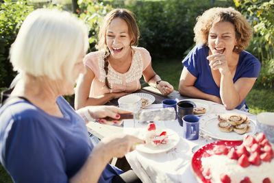 Women enjoying garden party