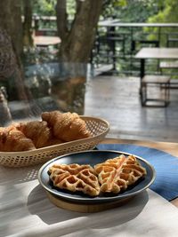 Close-up of breakfast on table