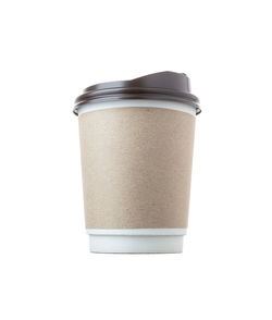 Close-up of coffee cup against white background