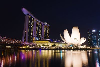 Illuminated buildings at waterfront