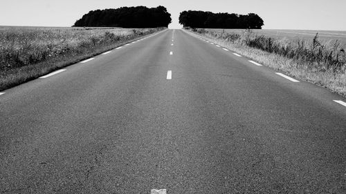 Empty road against clear sky