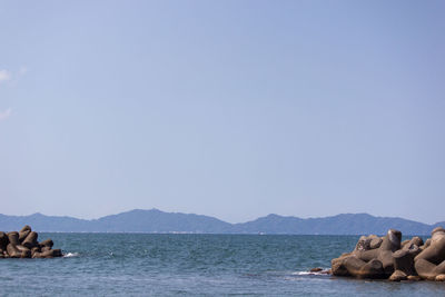 Scenic view of sea against clear sky
