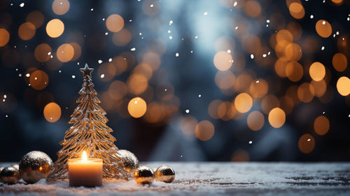 Defocused image of illuminated christmas tree