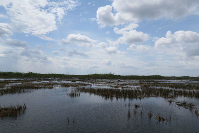 Scenic view of lake against sky