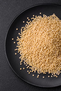 High angle view of food in plate on table